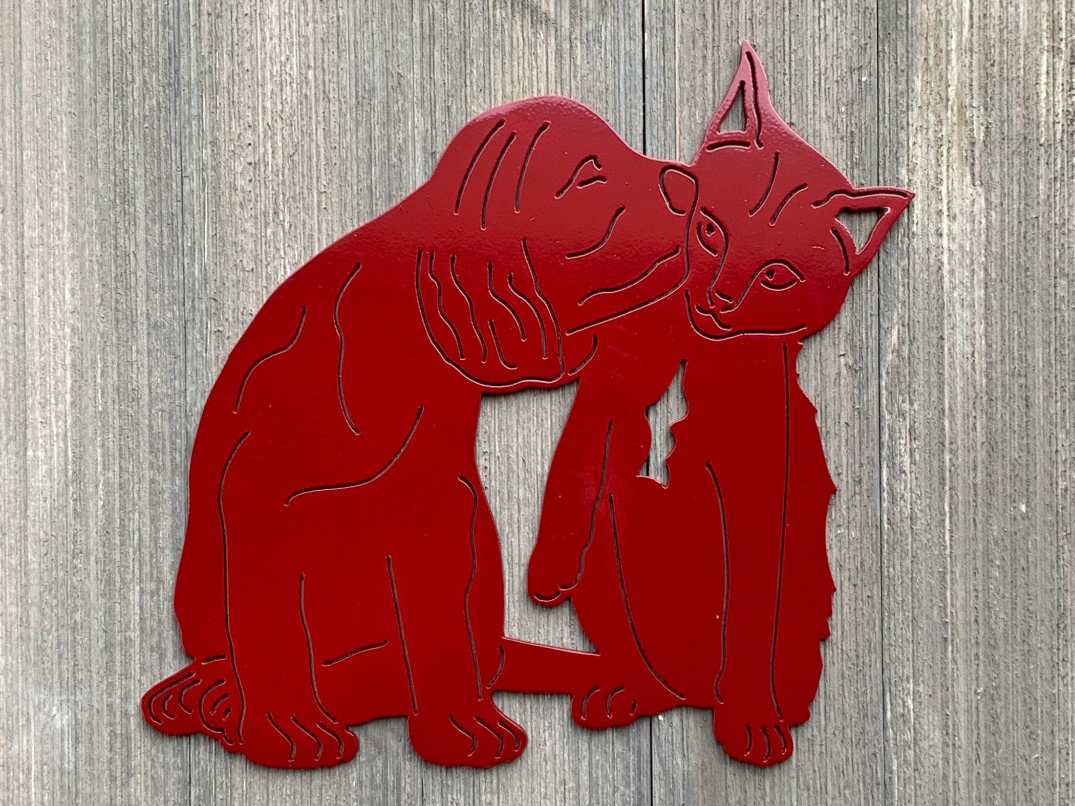 Dog and Cat Metal Sign Cutout - Celebrate the Special Bond Between Dogs and Cats: A Stunning Powder Coated Metal Sign