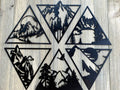 Mountain Scene Array Metal Sign Cutout - Experience the Great Outdoors At Home: Powder Coated Array With Mountains, Trees, Lakes, and More
