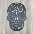 Sugar Skull Splendor: Metal Sign with Intricate Day of the Dead Design – Unique Wall Art Decor