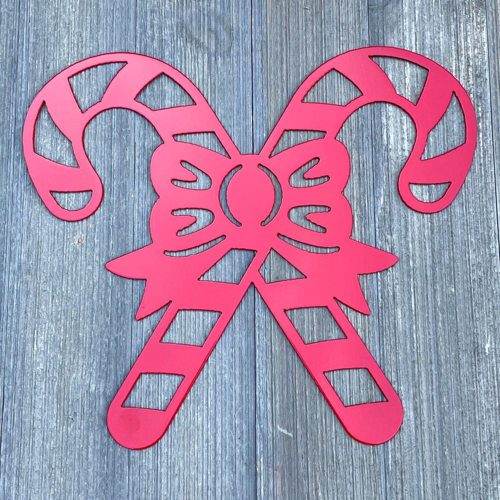 Candy Cane Duo: Festive Metal Sign for Sweet Holiday Decor