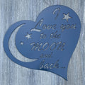 I Love You to the Moon and Back Heart: Celestial Metal Sign for Heartfelt Home Decor