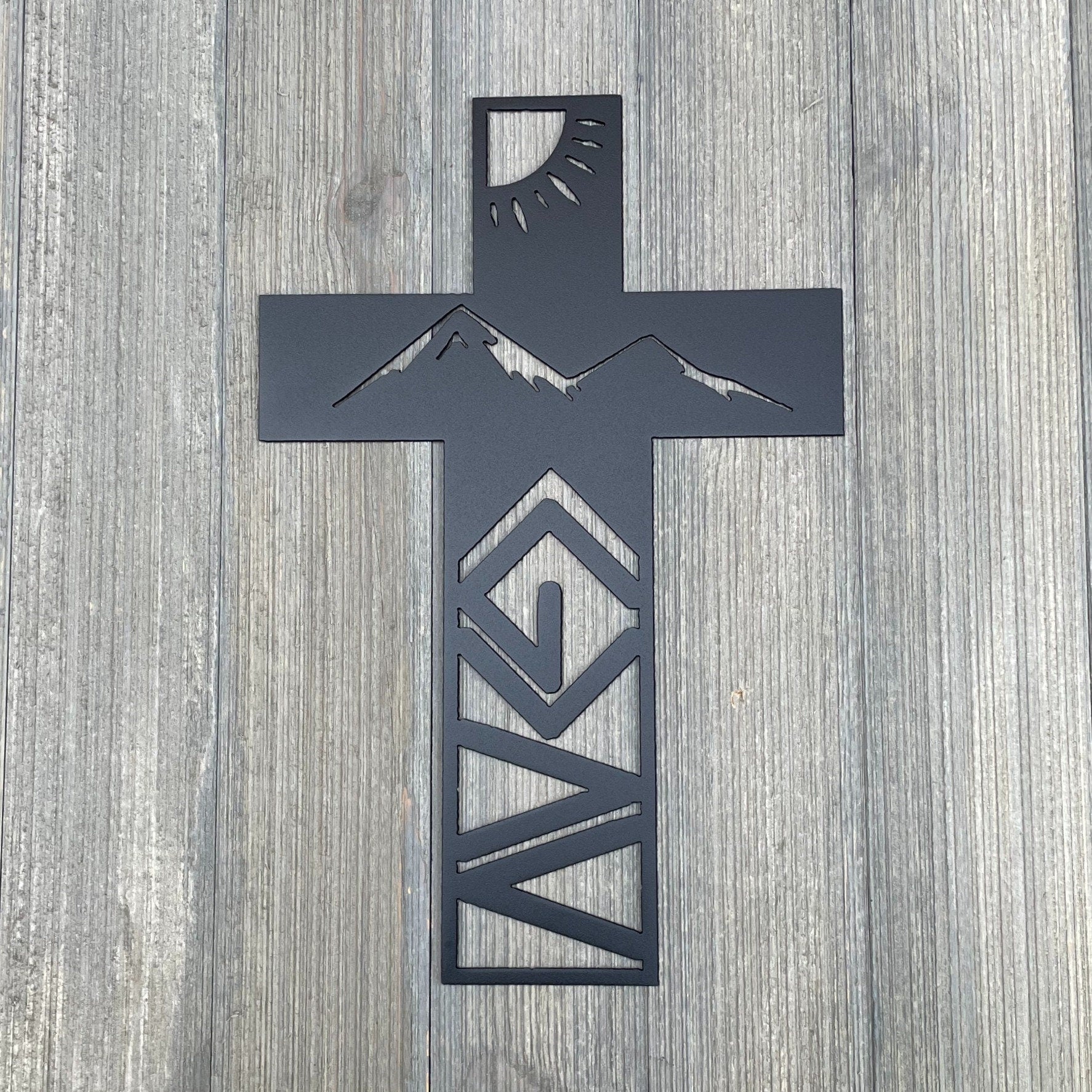 God is Greater Than The Highs And Lows Cross Metal Sign Cutout