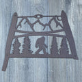 Timber Legend: Vintage Bow Saw with Bigfoot Metal Sign Cutout - Sasquatch Sign