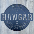 Dad's Hangar: Open 24 Hours Metal Sign - Gift For Dad - Gift For Pilot