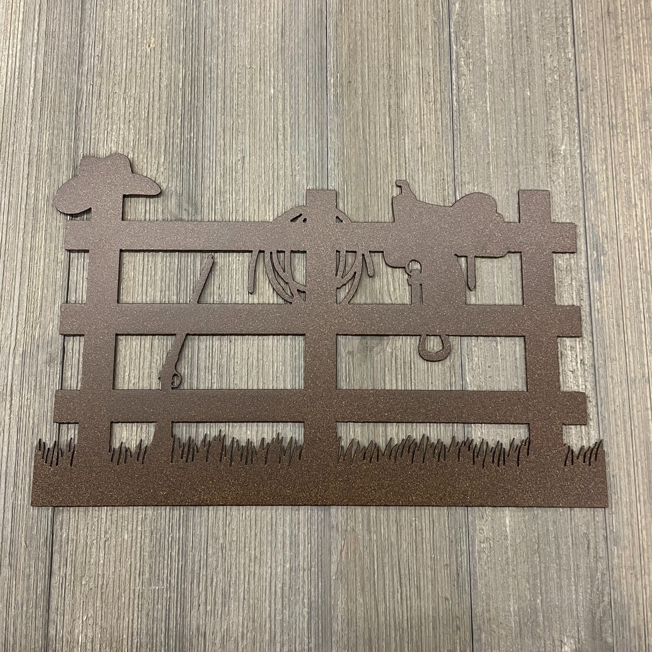 Rustic Ranch Treasures: Metal Cowboy Essentials Fence Sign