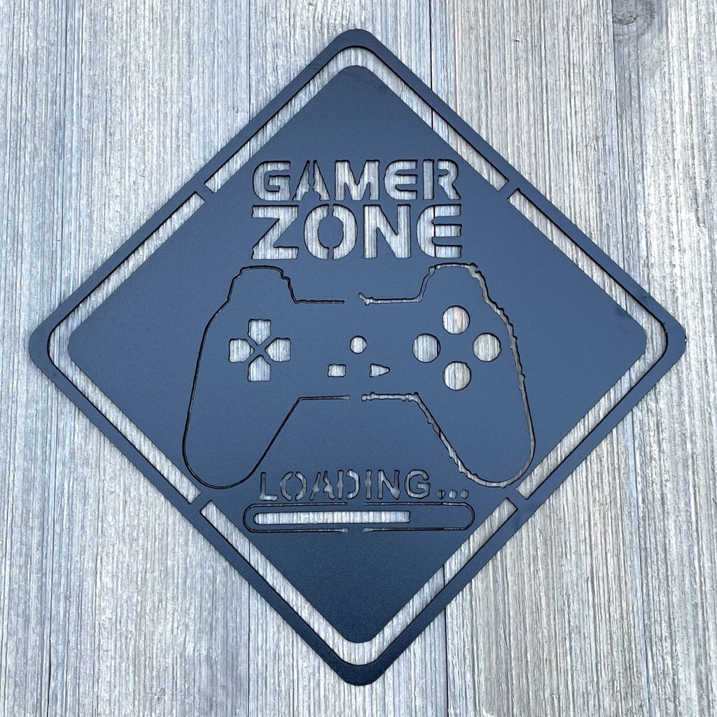 Gamer Zone: Metal Sign with Controller Design – Perfect for Gaming Spaces!