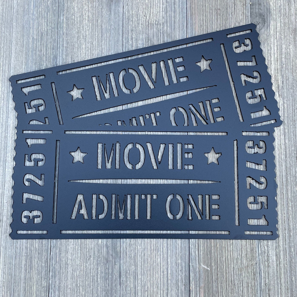 Admit One: Metal Sign Cutout with Movie Tickets – Perfect Home Theater Decor - Movie Night