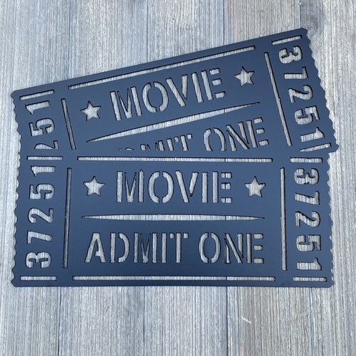 Admit One: Metal Sign Cutout with Movie Tickets – Perfect Home Theater Decor - Movie Night