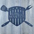 Grill Master Deluxe: Metal Sign with Grill Cutout, Spatula, and Tongs – Ultimate BBQ Decor