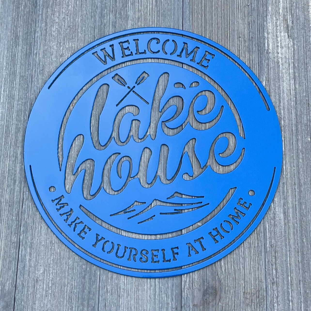 Welcome to the Lake House: Metal Sign for Lakeside Hospitality