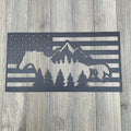 Freedom in Motion: American Flag with Horse Metal Sign Cutout
