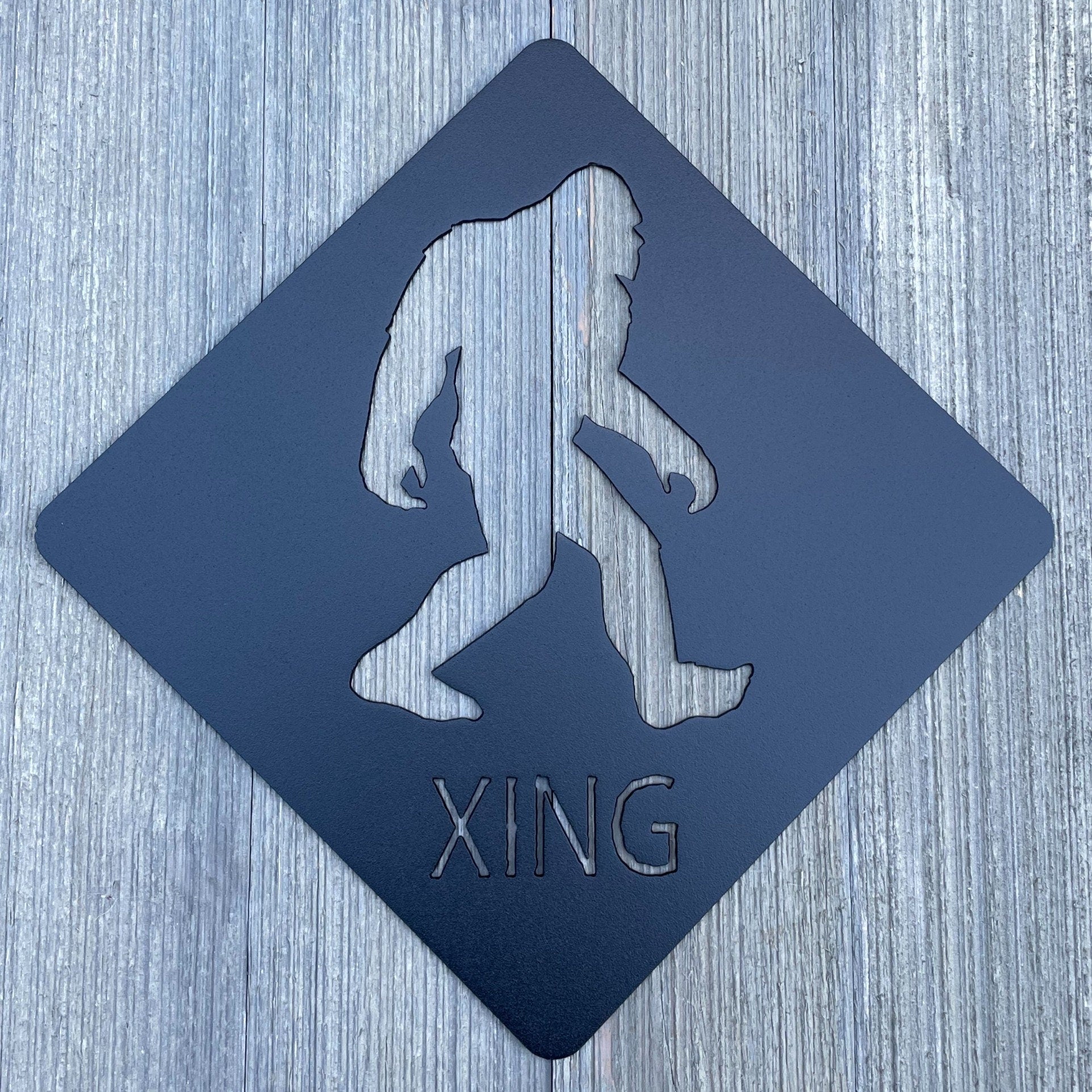Bigfoot X-Ing - Sasquatch Crossing: Metal Xing Sign Cutout