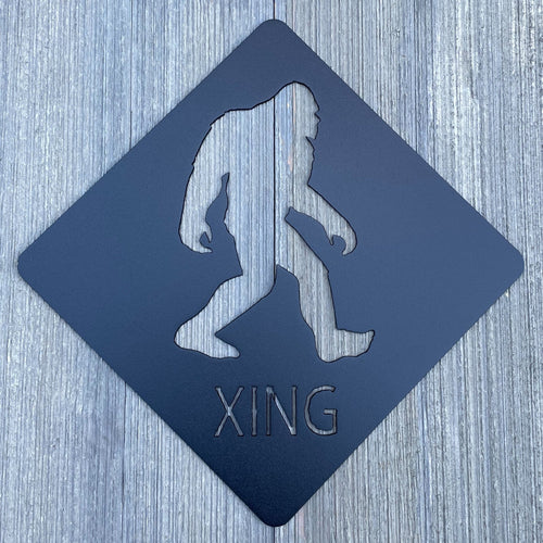 Bigfoot X-Ing - Sasquatch Crossing: Metal Xing Sign Cutout