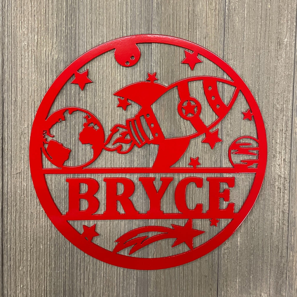 Rocket Explorer Personalized Metal Sign for Kids' Room - Space Themed Sign