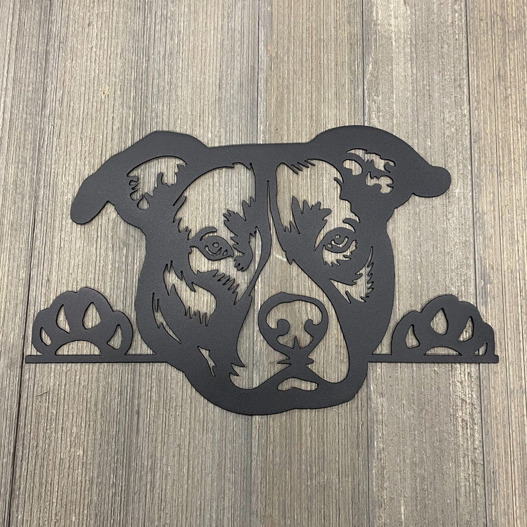 Pitbull Portrait Metal Sign Cutout