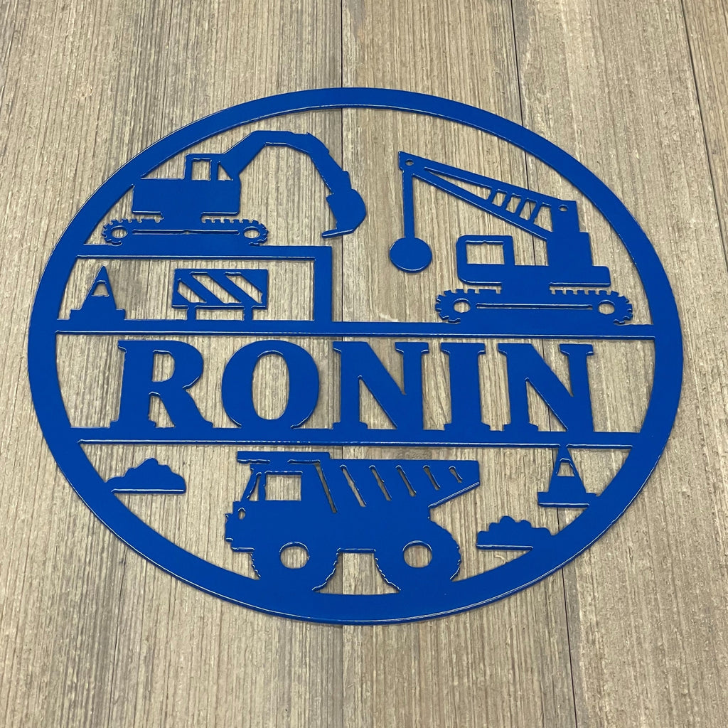 Little Builder's Zone: Personalized Construction Equipment Metal Sign