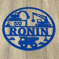 Little Builder's Zone: Personalized Construction Equipment Metal Sign