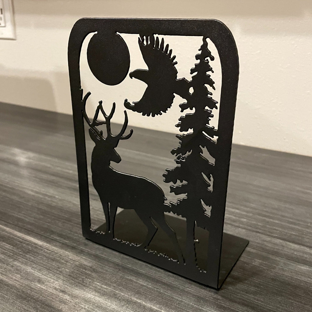 Deer Silhouette Metal Bookend - Steel Book Holder - One Piece