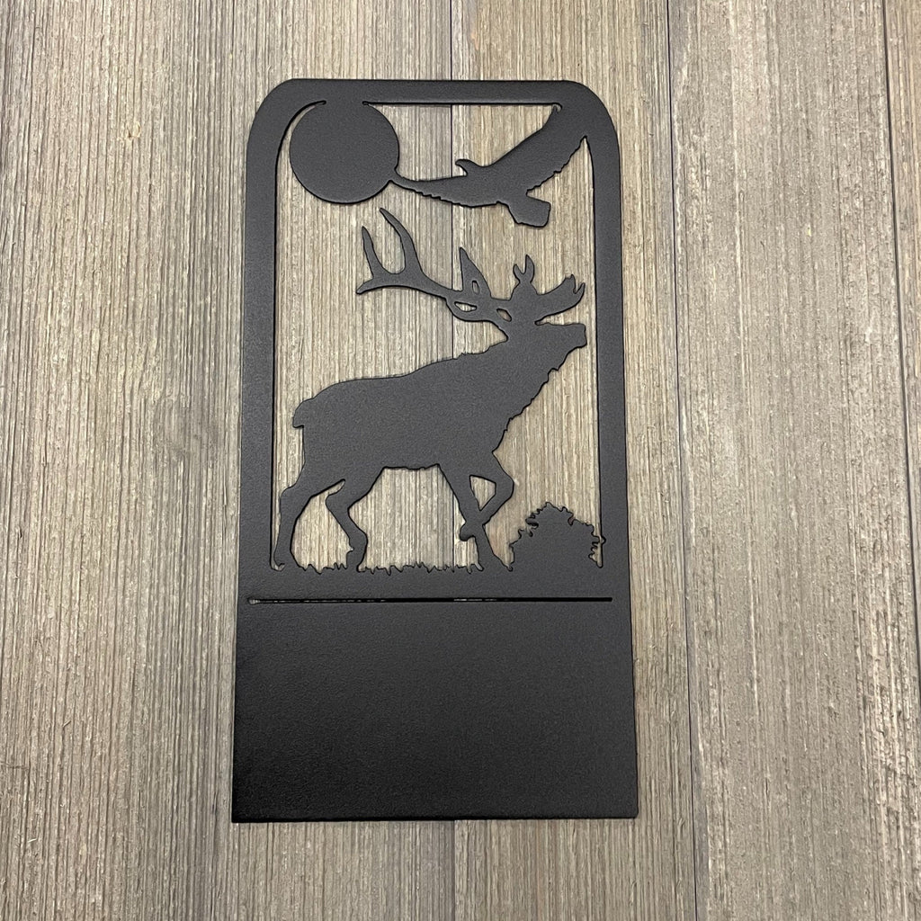 Elk Silhouette Metal Bookend - Steel Book Holder - One Piece