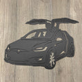 Sleek Tesla Model X Metal Sign