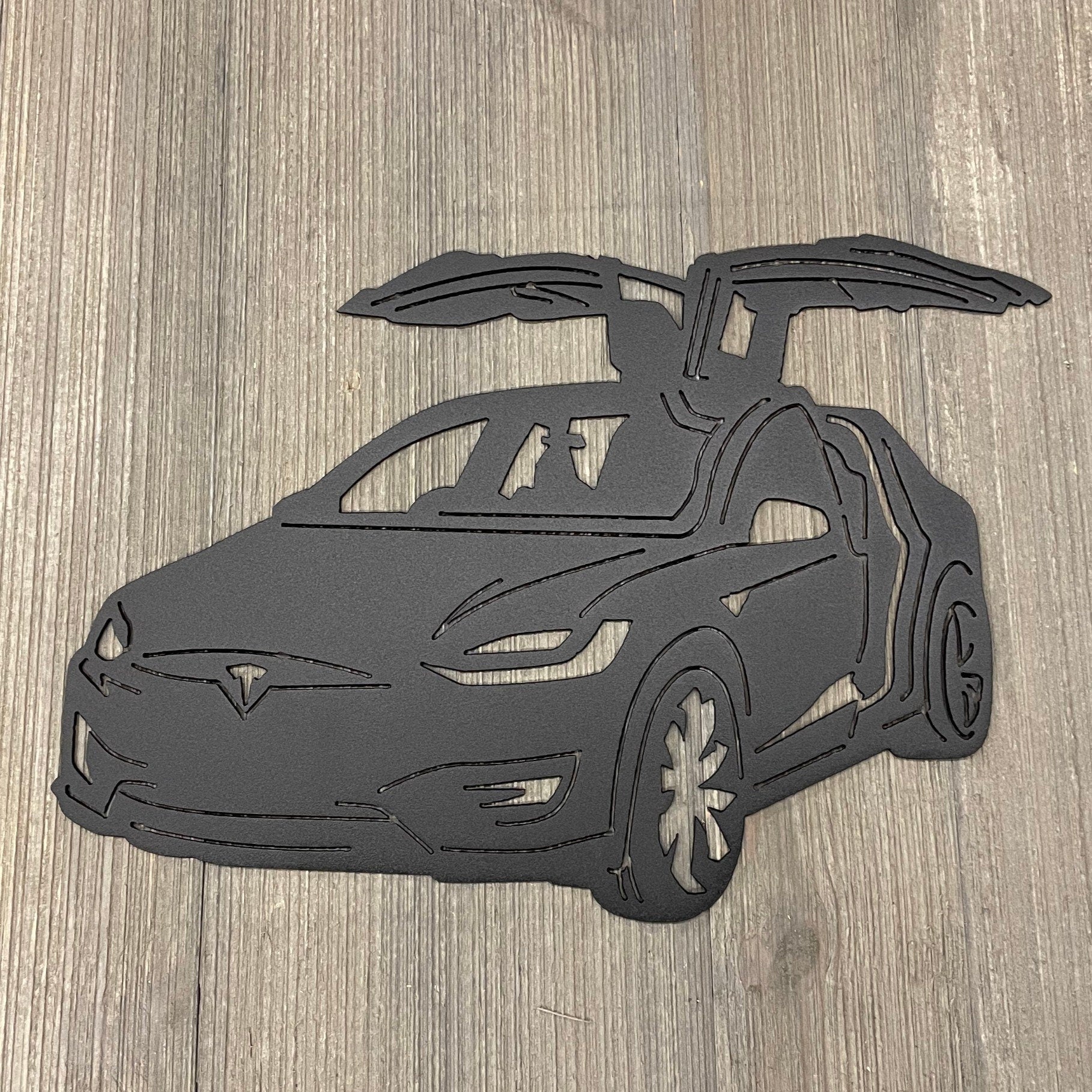 Sleek Tesla Model X Metal Sign