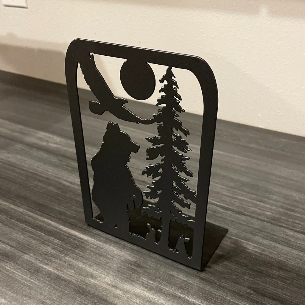 Wildlife-Inspired Bear Metal Bookend - Steel Book Holder - One Piece