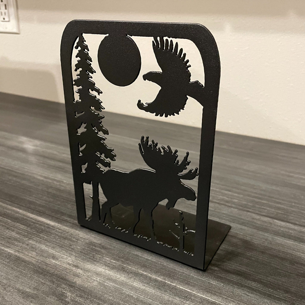 Moose Metal Bookend - Steel Book Holder - One Piece