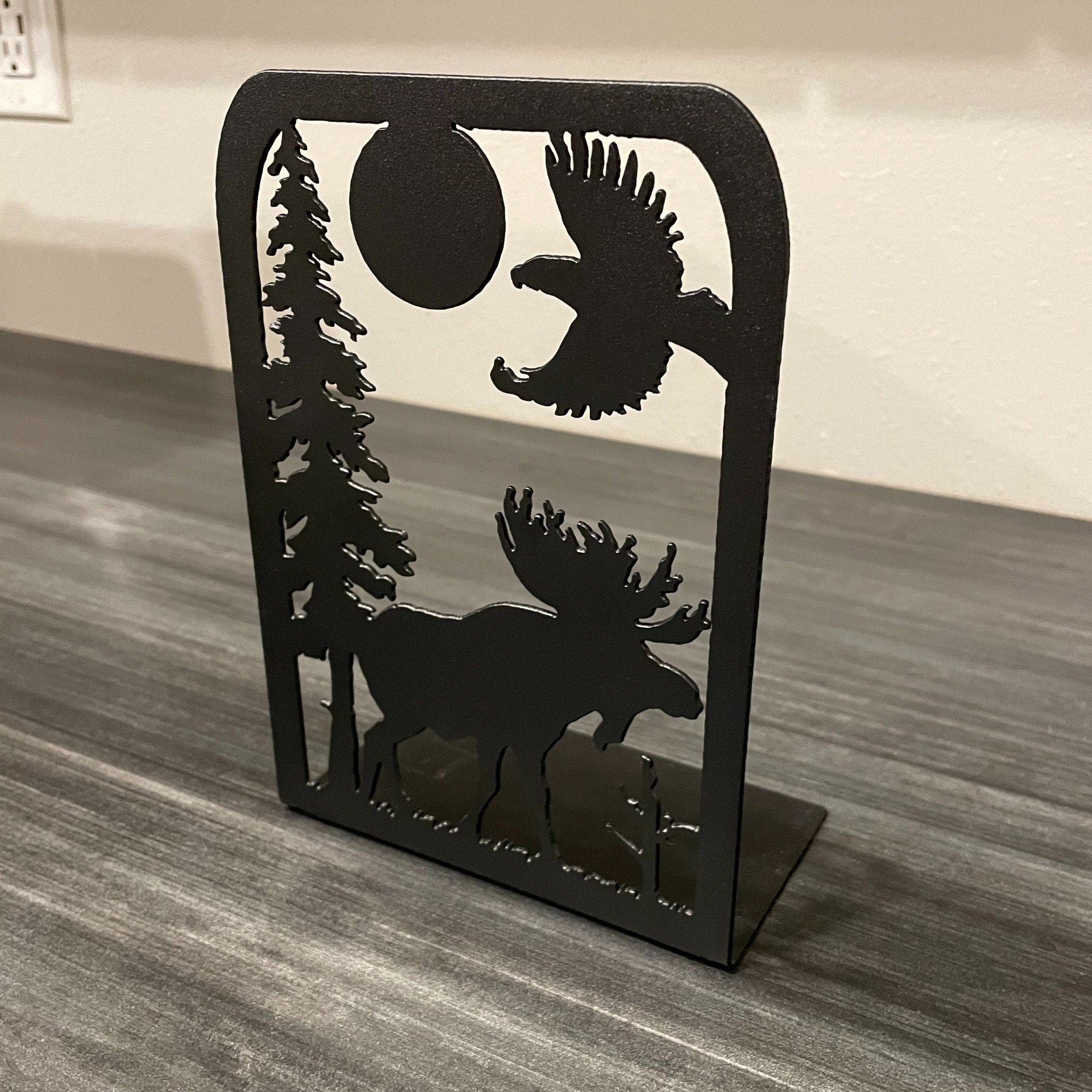 Moose Metal Bookend - Steel Book Holder - One Piece