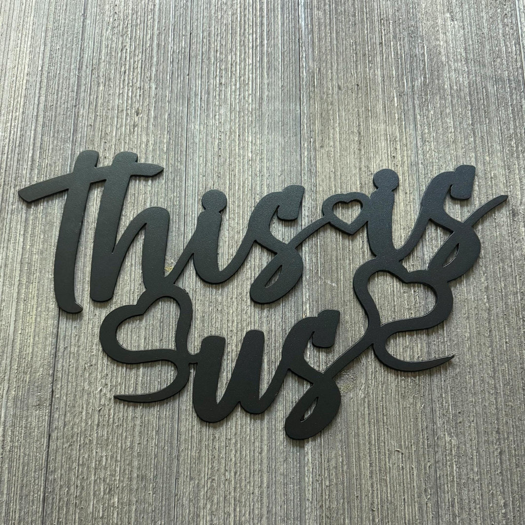 This Is Us Metal Sign Cutout with Hearts - Family and Love Wall Decor
