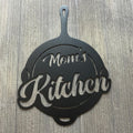 Mom’s Kitchen Metal Sign Cutout - Cast Iron Skillet Shape Decor - Gift for Mom - Farmhouse Kitchen