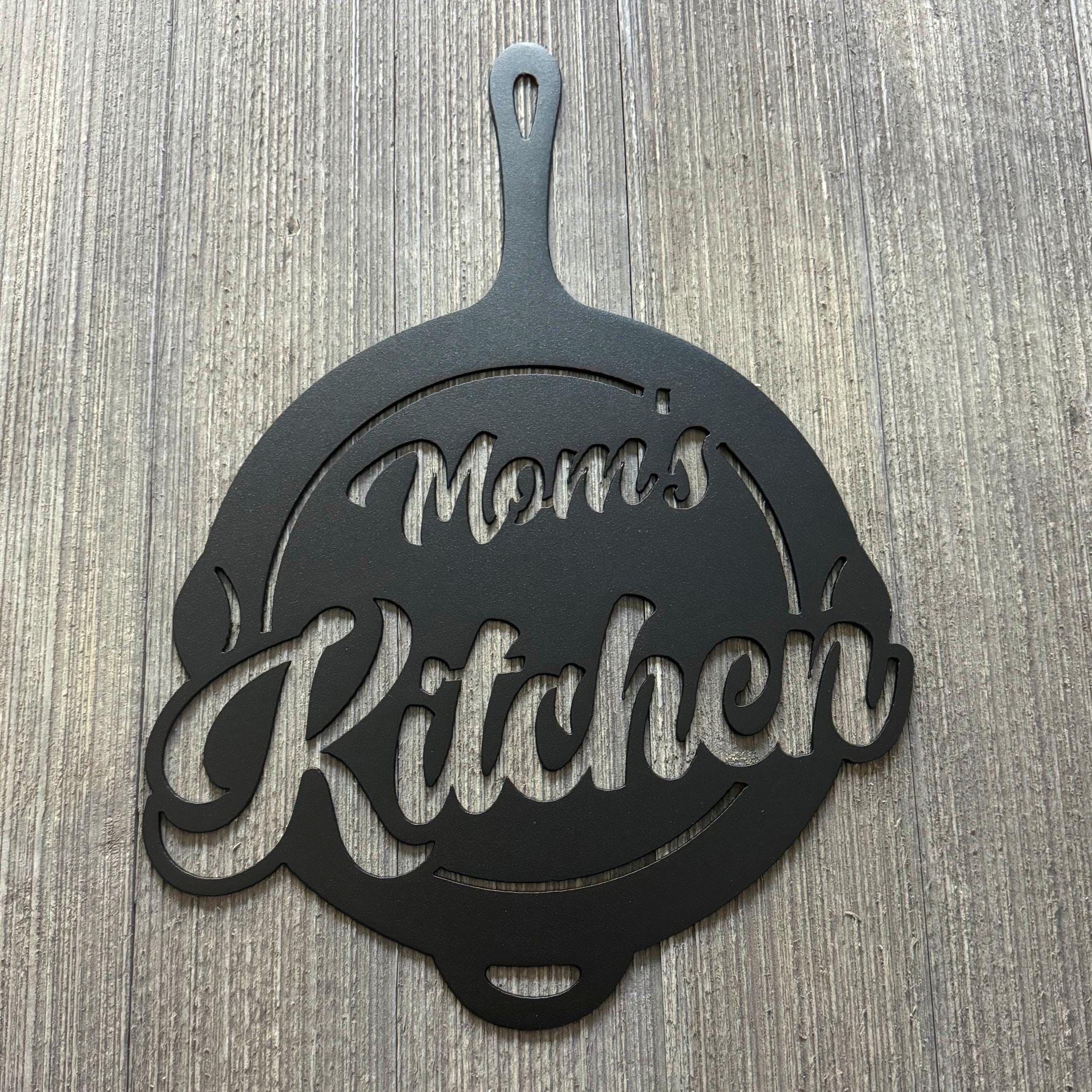Mom’s Kitchen Metal Sign Cutout - Cast Iron Skillet Shape Decor - Gift for Mom - Farmhouse Kitchen