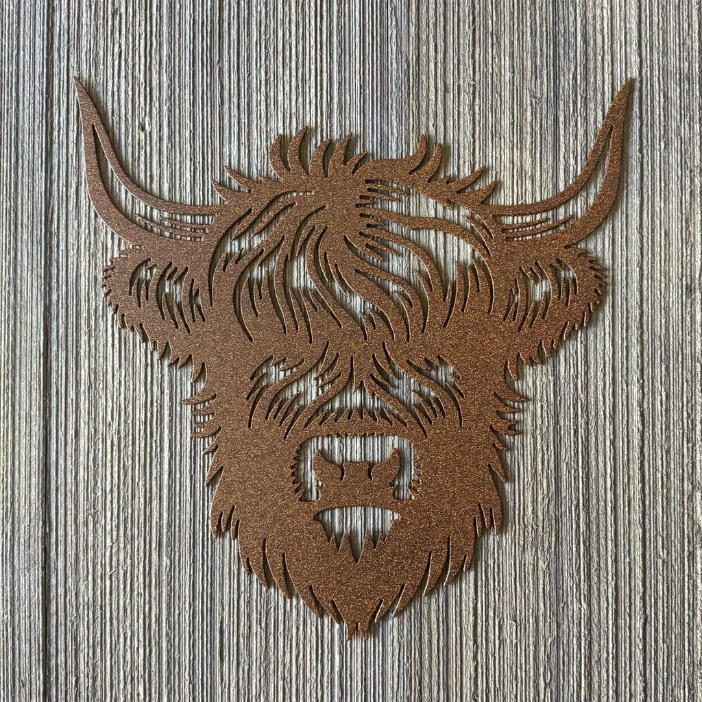 Cute Highland Cow Metal Sign - Rustic Farmhouse Decor
