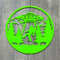Bigfoot Abducted by UFO Metal Sign - Unique Alien & Sasquatch Decor