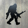 Bigfoot with AR and Pistol Metal Sign - Unique Sasquatch Decor - Big Foot With Guns