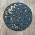 You and Me Go Fishin' in the Dark Metal Sign - Nighttime Dock Scene - Fishing In the Dark - Night Lake Scene