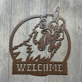 Welcome Metal Sign with Silly Rooster Design - Fun Farmhouse Decor - Chicken Welcome Sign