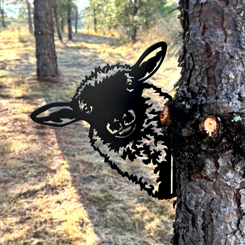 Peek-A-Boo Sheep Metal Sign - Versatile Mountable Wall Art