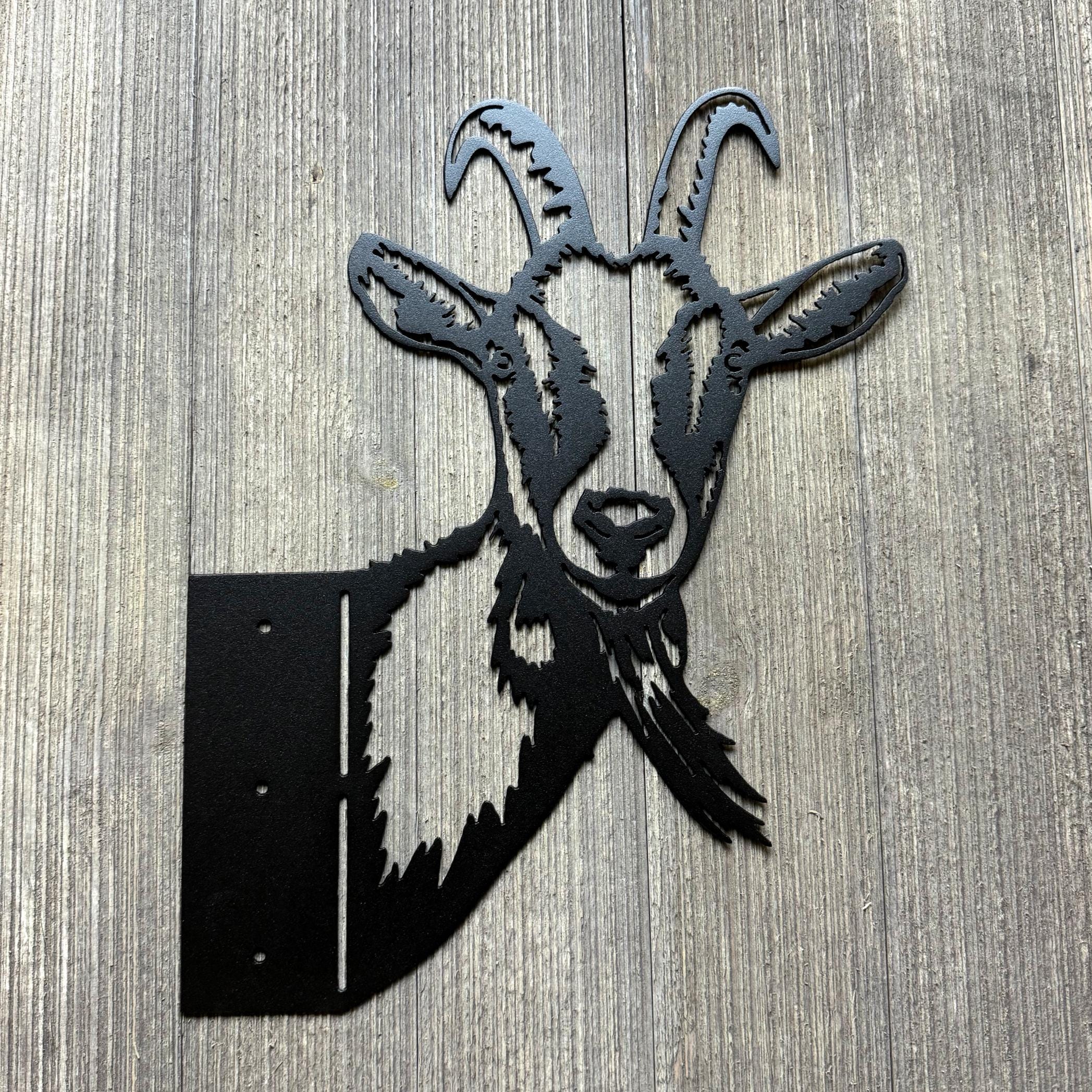 Peek-A-Boo Goat Metal Sign - Rustic Farmyard Décor for Garden or Fence