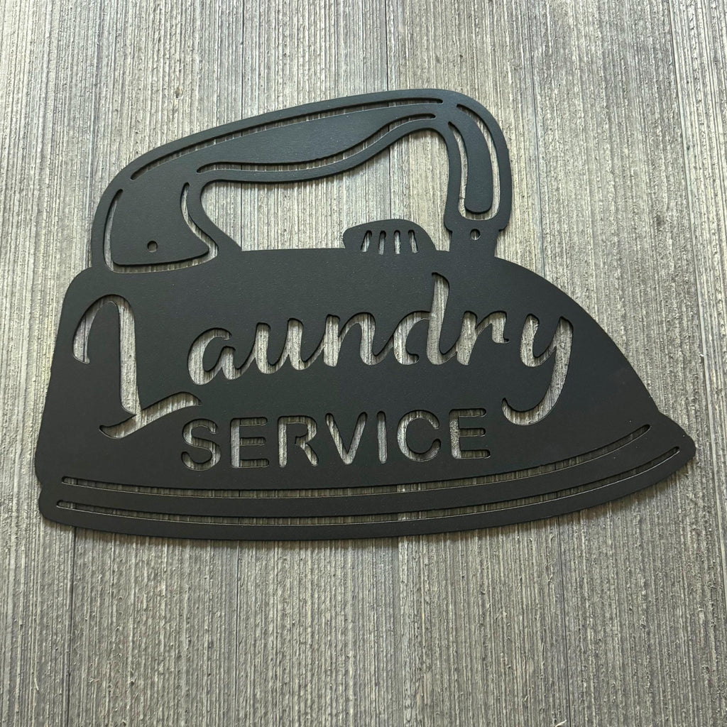 Laundry Service Iron Metal Sign - Vintage-Style Wall Decor for Laundry Rooms
