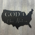 One Nation Under God United States Map Metal Sign Cutout - Patriotic Wall Art