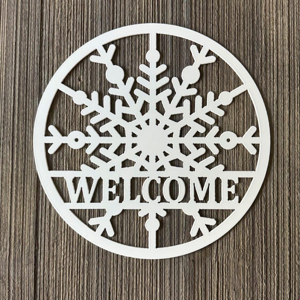 Snowflake Welcome Metal Sign with Snowflake - Winter Wonderland Decor