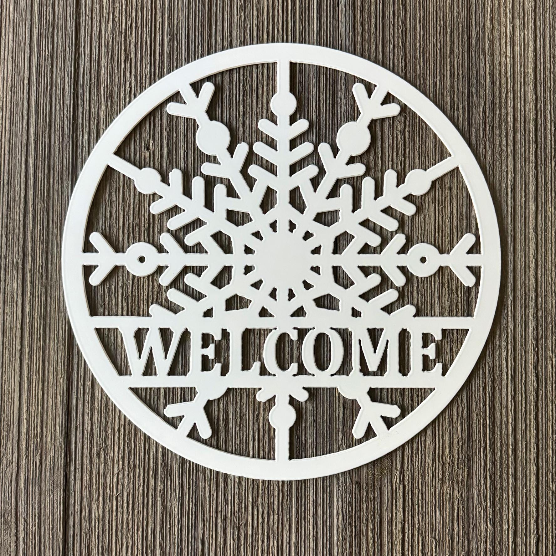 Snowflake Welcome Metal Sign with Snowflake - Winter Wonderland Decor