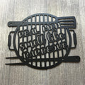 Real Men Smell Like Barbeque Metal Sign Cutout - Grill Shape with BBQ Utensils