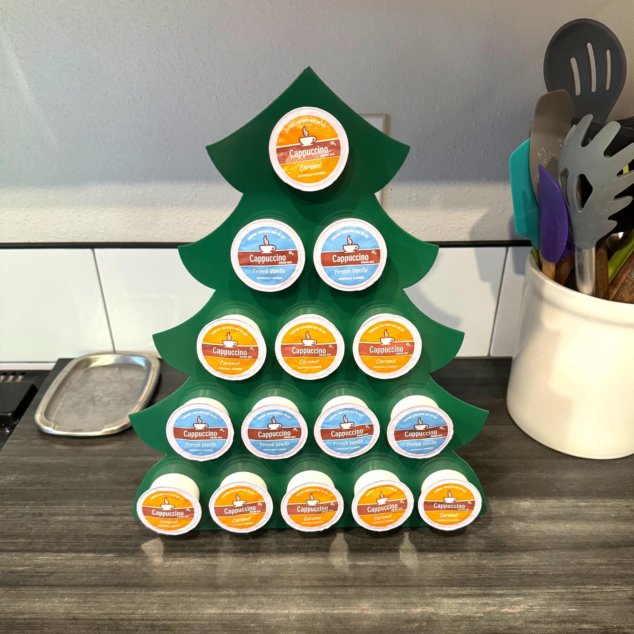 Christmas Tree K-Cup Holder - Metal K-Cup Organizer Holds 15 Pods