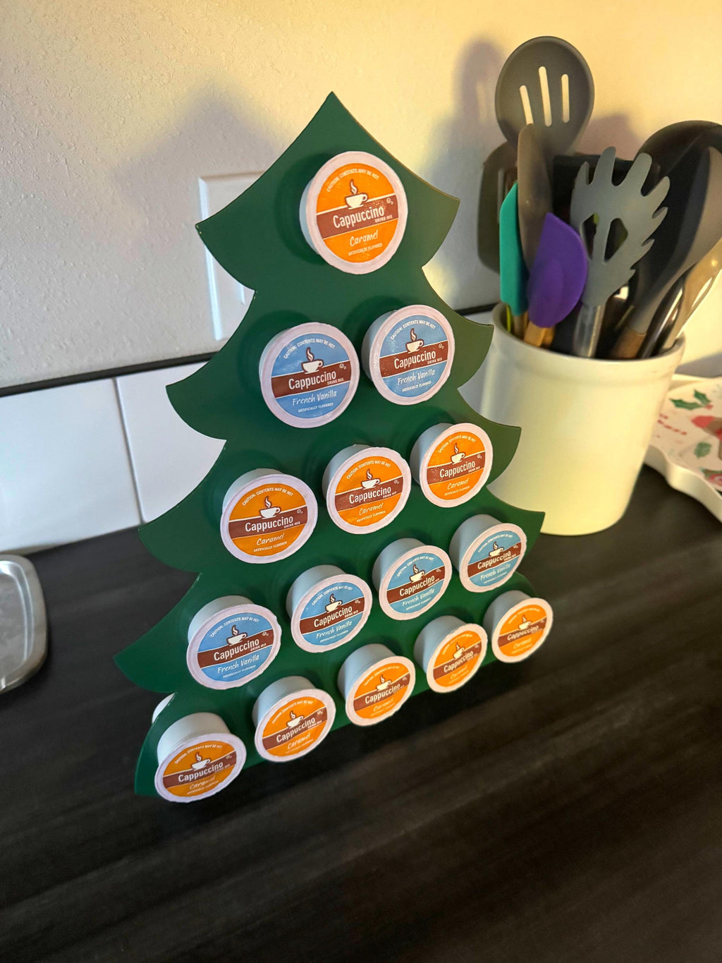 Christmas Tree K-Cup Holder - Metal K-Cup Organizer Holds 15 Pods
