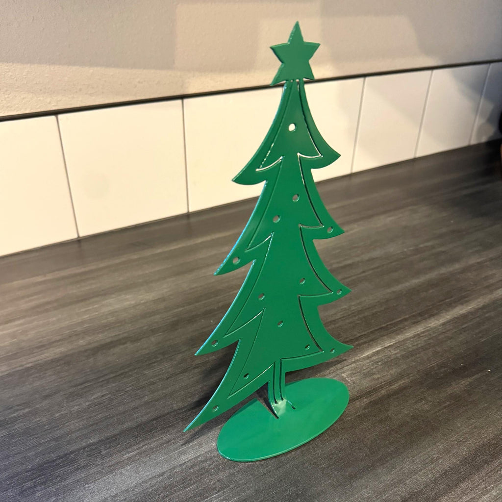 Metal Christmas Tree with Built-In Stand - Desktop Holiday Decor - Countertop Decoration