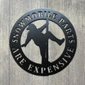 Snowmobile Parts Are Expensive Metal Sign Cutout - Man on Stripper Pole - Funny Fat Guy on Stripper Pole Decor