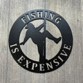 Fishing is Expensive Metal Sign Cutout - Man on Stripper Pole - Man Pole Dancing -Funny Fat Guy on Stripper Pole Decor
