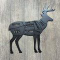 Buck Deer Butcher Chart Metal Sign - Unique Deer Cutout Wall Art - Deer Hunter Gift