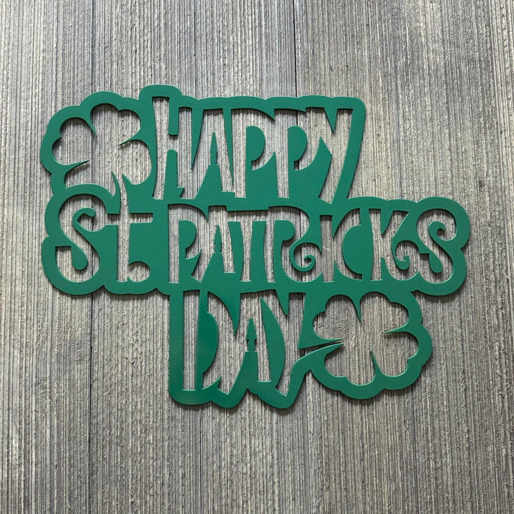 Happy St. Patrick's Day Metal Sign Cutout - Festive Clover Decor